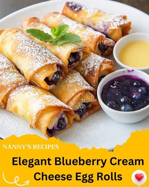 Elegant Blueberry Cream Cheese Egg Rolls Recipe