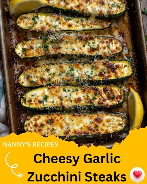 Cheesy Garlic Zucchini Steaks Recipe