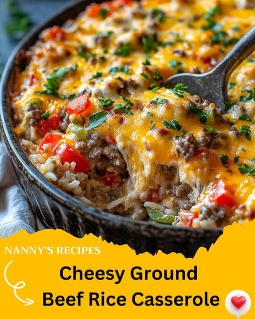 Cheesy Ground Beef Rice Casserole Recipe