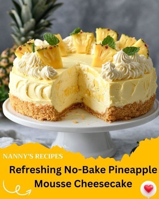 Refreshing No-Bake Pineapple Mousse Cheesecake Recipe