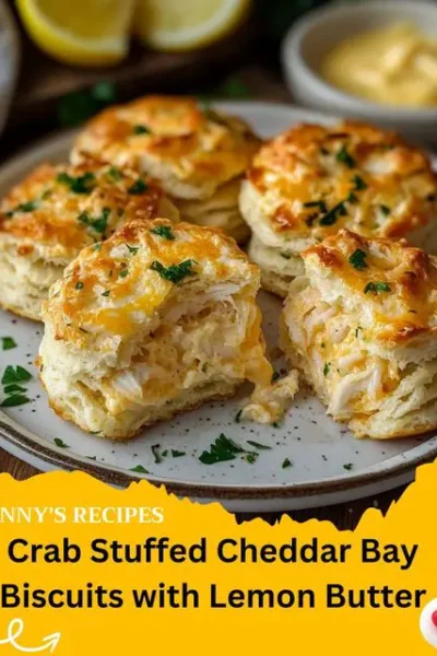 Crab Stuffed Cheddar Bay Biscuits with Lemon Butter Recipe