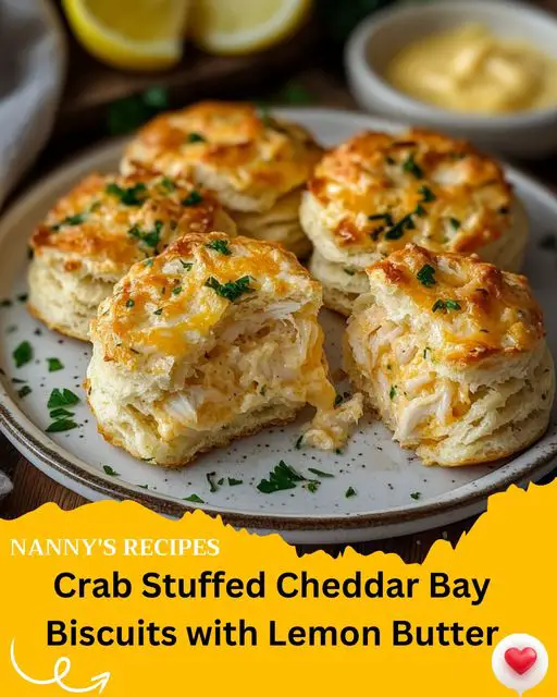 Crab Stuffed Cheddar Bay Biscuits with Lemon Butter Recipe