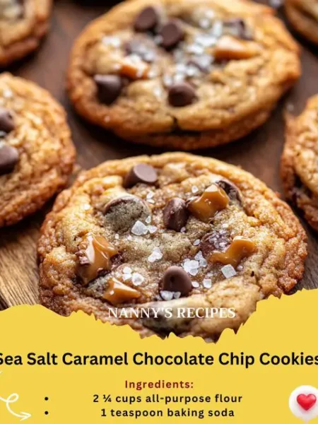 sea salt, caramel, chocolate chip, cookies, dessert, chewy cookies, baking recipe, Sea Salt Caramel Chocolate Chip Cookies,
