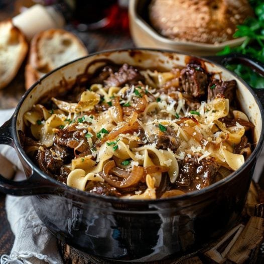 French Onion Beef and Noodles Recipe