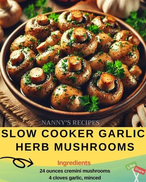 Slow Cooker Garlic Herb Mushrooms Recipe