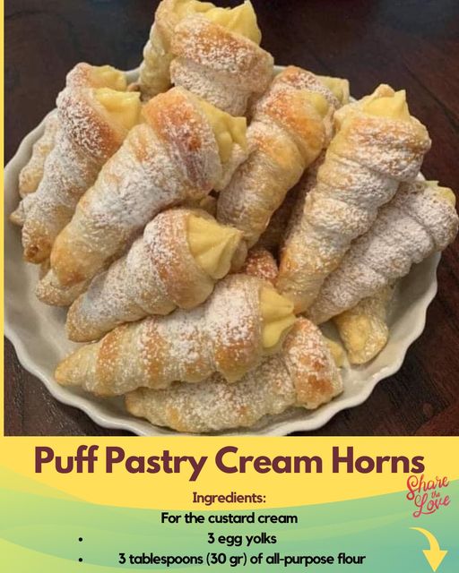 Puff Pastry Cream Horns Recipe