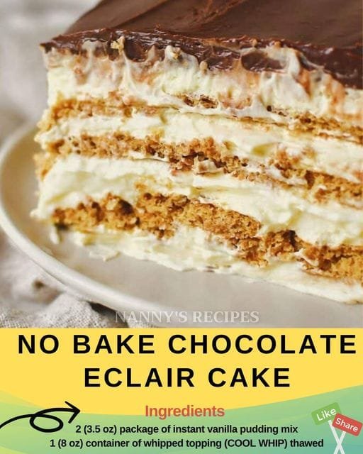 No-Bake Chocolate Eclair Cake Recipe