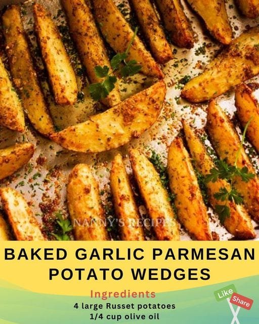 Baked Garlic Parmesan Potato Wedges Recipe