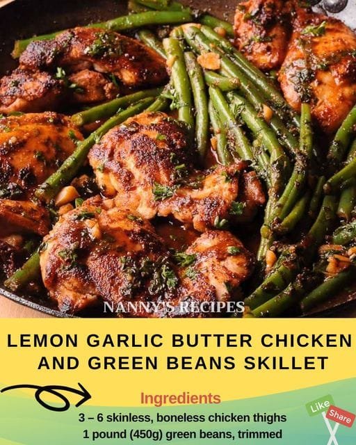 Lemon Garlic Butter Chicken and Green Beans Skillet Recipe