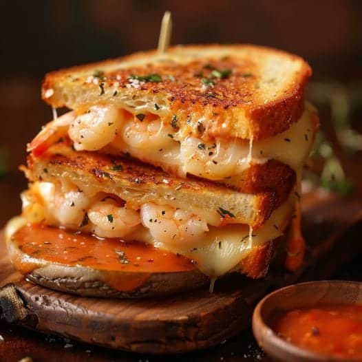 Cheesy Garlic Bread Shrimp Grilled Cheese Recipe