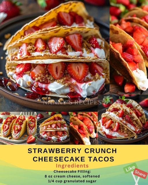 Strawberry Crunch Cheesecake Tacos Recipe