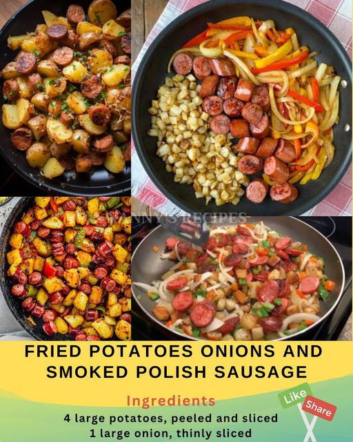 Fried Potatoes, Onions, and Smoked Polish Sausage Recipe