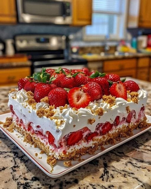 Strawberry Crunch Poke Cake Recipe