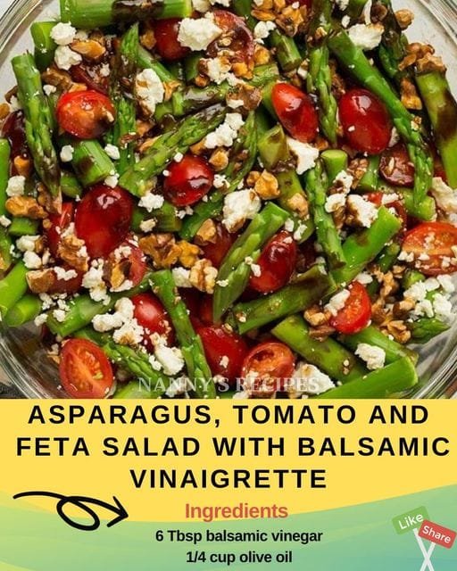 Asparagus, Tomato, and Feta Salad with Balsamic Vinaigrette Recipe