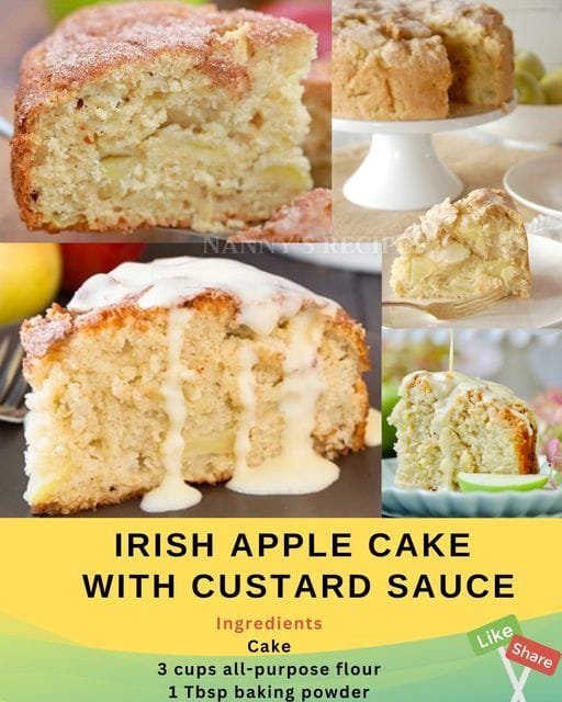 Irish Apple Cake with Custard Sauce Recipe