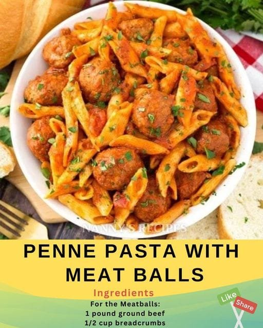 Penne Pasta With Meatballs Recipe