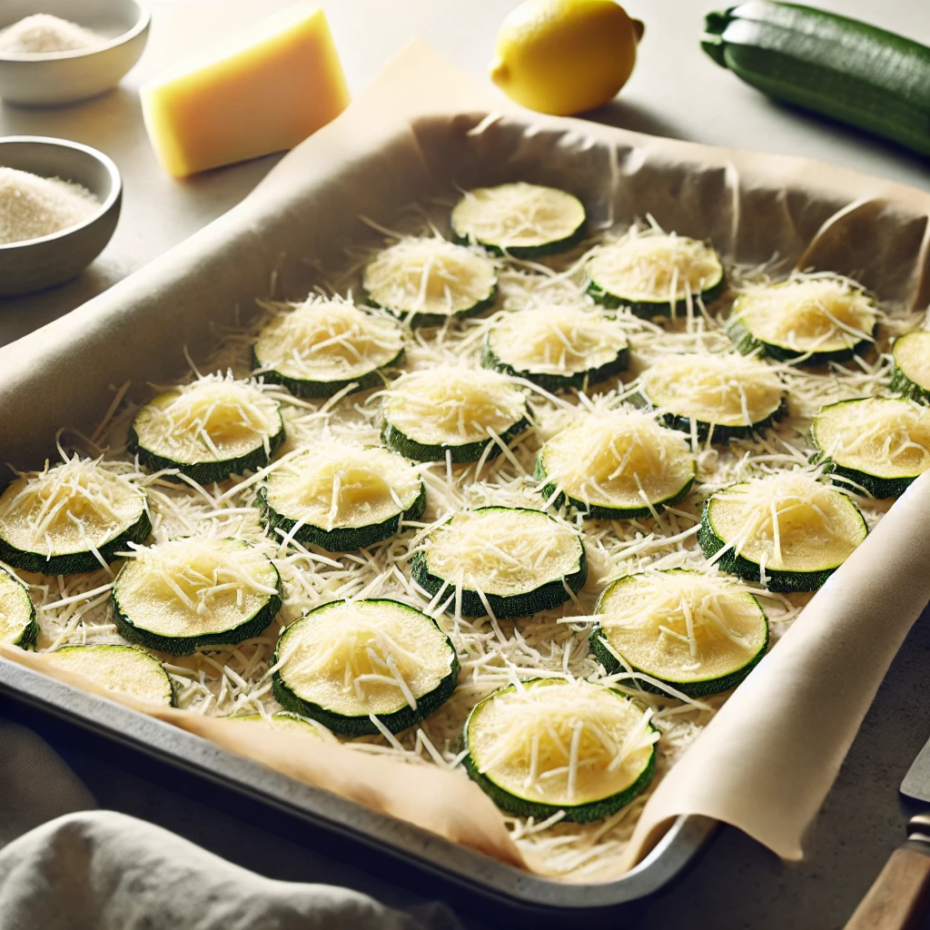 Photo of baking tray: A baking tray lined with parchment paper.