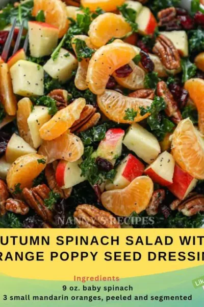 Autumn Spinach Salad with Orange Poppy Seed Dressing Recipe