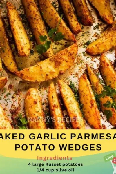 Baked Garlic Parmesan Potato Wedges Recipe