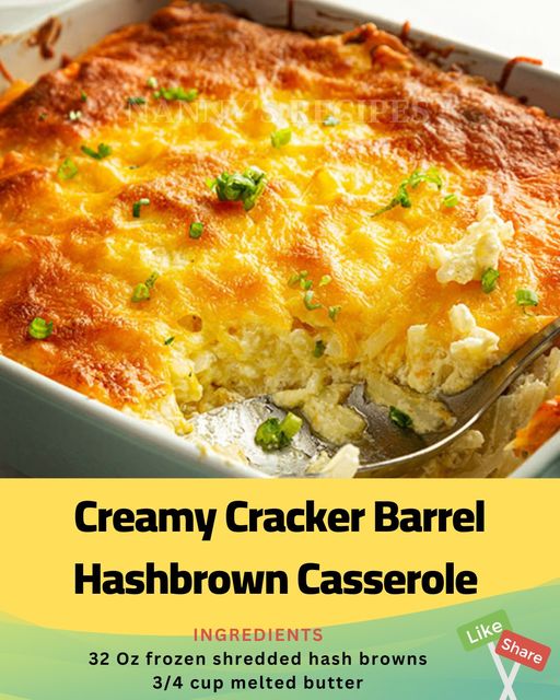 Creamy Cracker Barrel Hash Brown Casserole Recipe