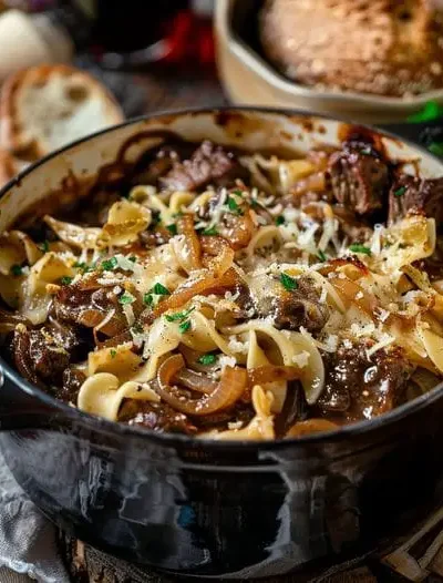 French Onion Beef and Noodles Recipe