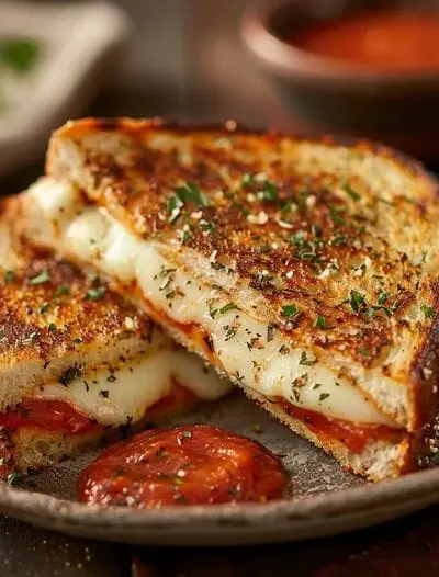 Garlic Parmesan Pizza Grilled Cheese Recipe