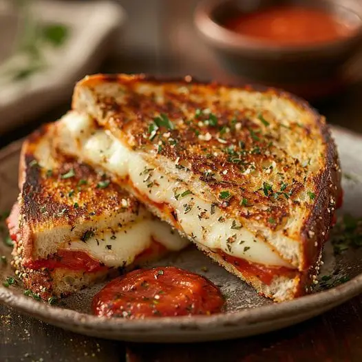 Garlic Parmesan Pizza Grilled Cheese Recipe