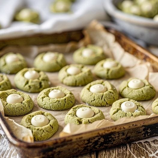 Matcha White Chocolate Thumbprint Cookies Recipe