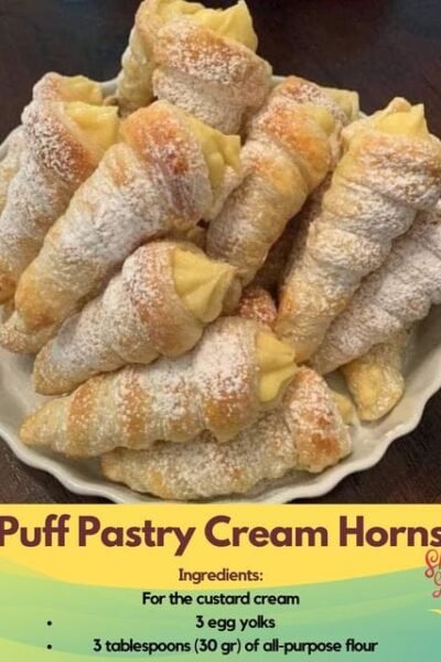 Puff Pastry Cream Horns Recipe