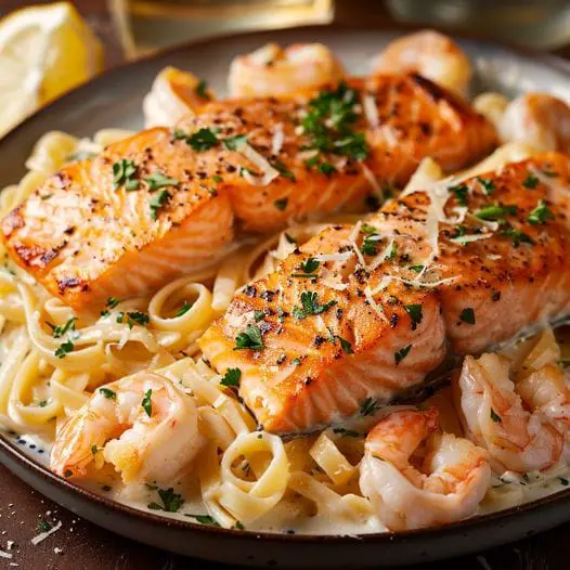 Salmon and Shrimp Alfredo Recipe