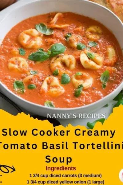 Slow Cooker Creamy Tomato Basil Tortellini Soup