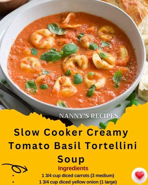 Slow Cooker Creamy Tomato Basil Tortellini Soup