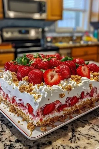 Strawberry Crunch Poke Cake Recipe