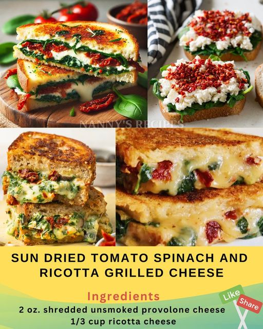 Sun-Dried Tomato Spinach and Ricotta Grilled Cheese Sandwich Recipe