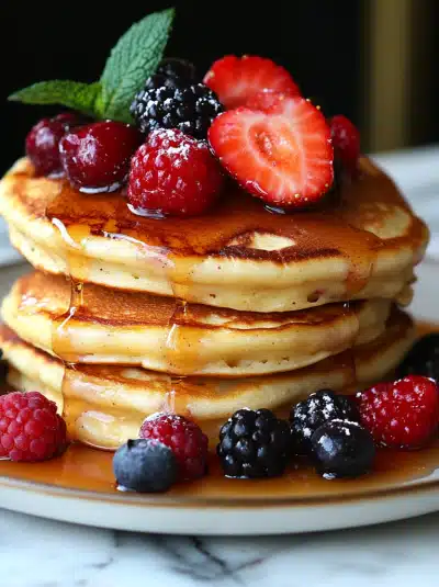 Lemon Ricotta Pancakes with Fresh Berries