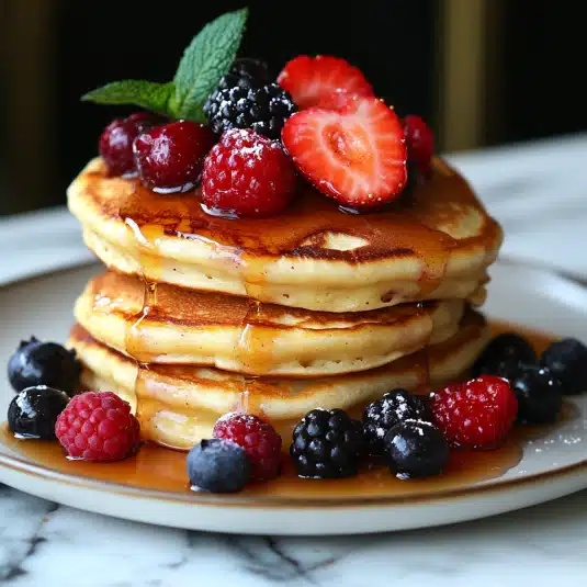 Lemon Ricotta Pancakes with Fresh Berries: Taste Bliss! 4 Lemon Ricotta Pancakes with Fresh Berries