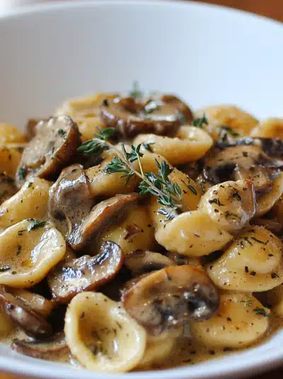 Orecchiette with Mushroom Thyme Sauce