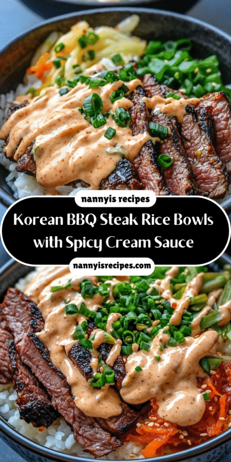 Korean BBQ Steak Rice Bowls with Spicy Cream Sauce elevate your dinner! 4 1 5