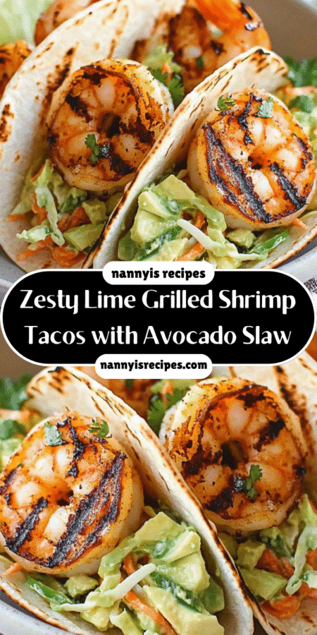 Zesty Lime Grilled Shrimp Tacos with Avocado Slaw are irresistible! 4 10 5