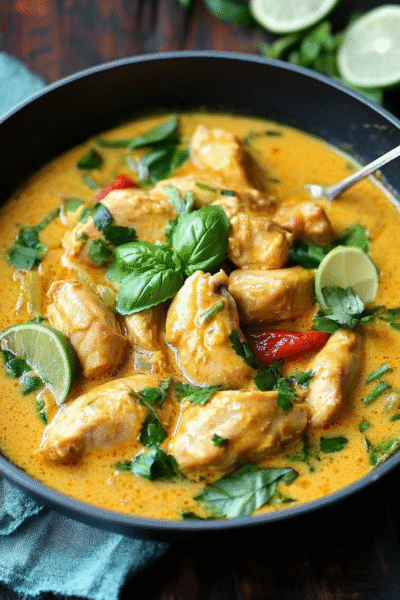 Basil Chicken with Coconut Curry Sauce