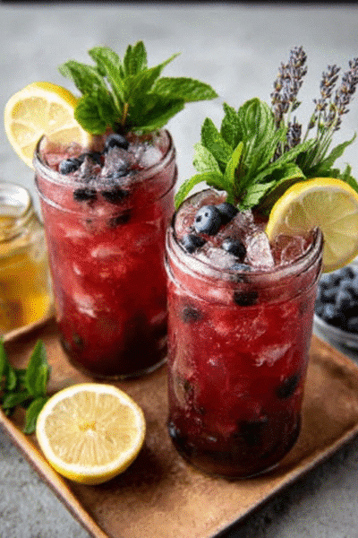 Blueberry Lavender Gin Fizz