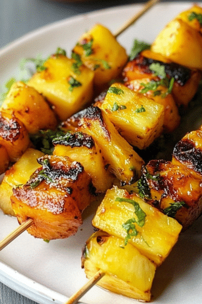 Charred Shishito & Pineapple Skewers