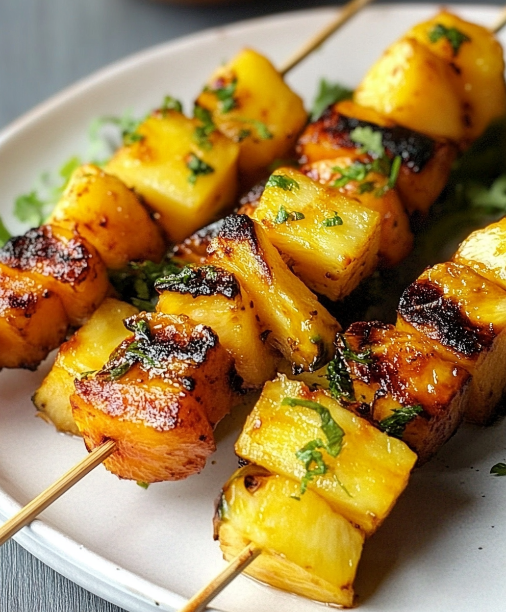 Charred Shishito & Pineapple Skewers