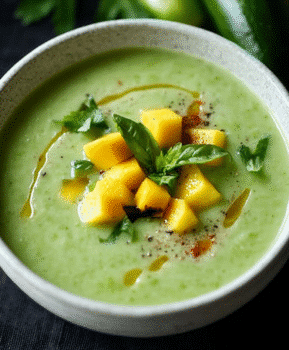 Chilled Cucumber Mango Soup (Cold Summer Soup)