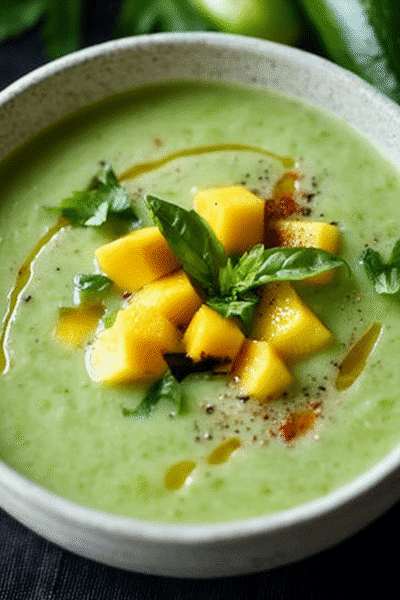 Chilled Cucumber Mango Soup (Cold Summer Soup)