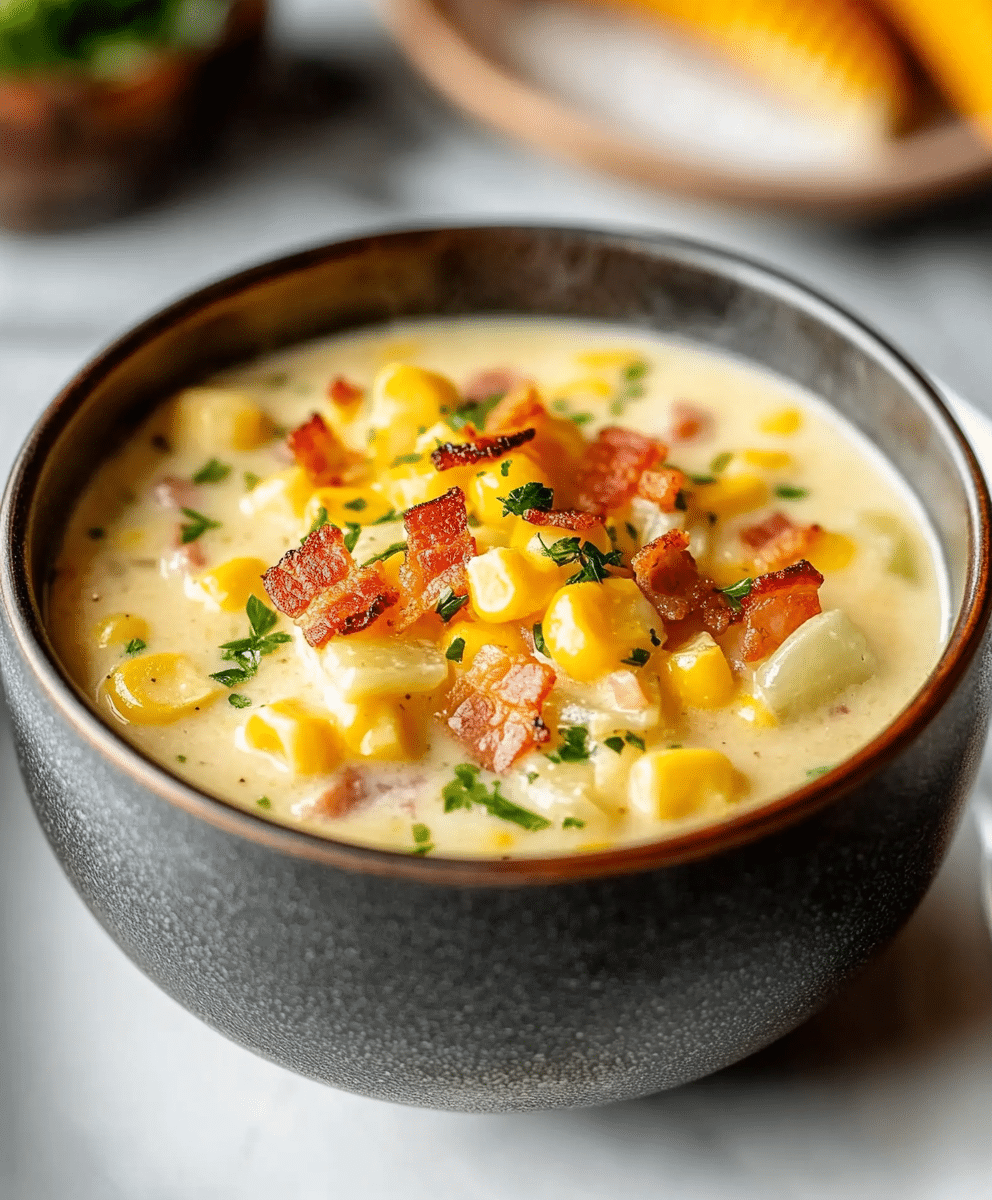 Creamy Corn and Bacon Chowder (Grilled Corn Version)