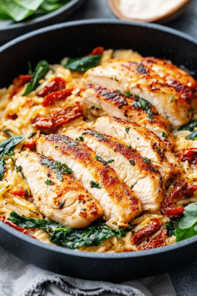 Creamy Tuscan Chicken Orzo