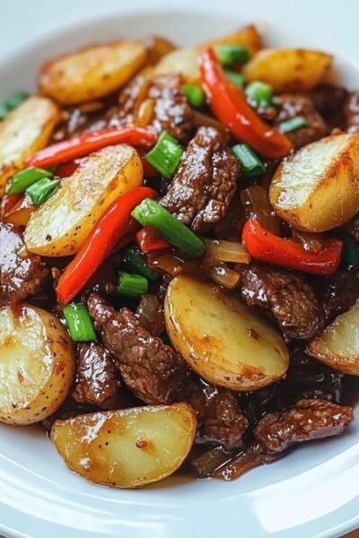Crispy Potatoes Saucy Beef