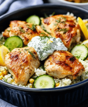 Dump and Bake Chicken Tzatziki Rice for Easy Meals 5 Dump and Bake Chicken Tzatziki Rice