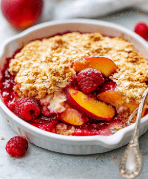 Easy Peach and Raspberry Cobbler